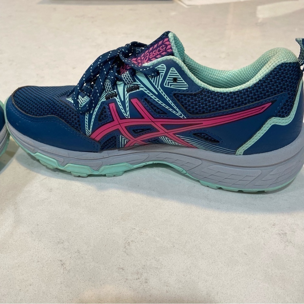 ASICS Womens Gel Venture 8 Mako Blue Pink Glo Trail Running Sneakers Sz 6.5